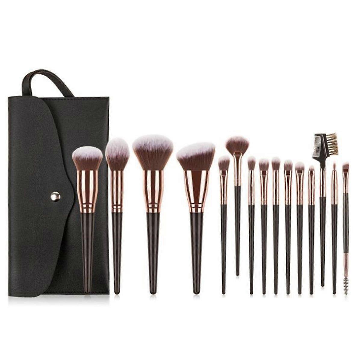 15 Pcs Makeup Brush Set with Bag and Various Brushes