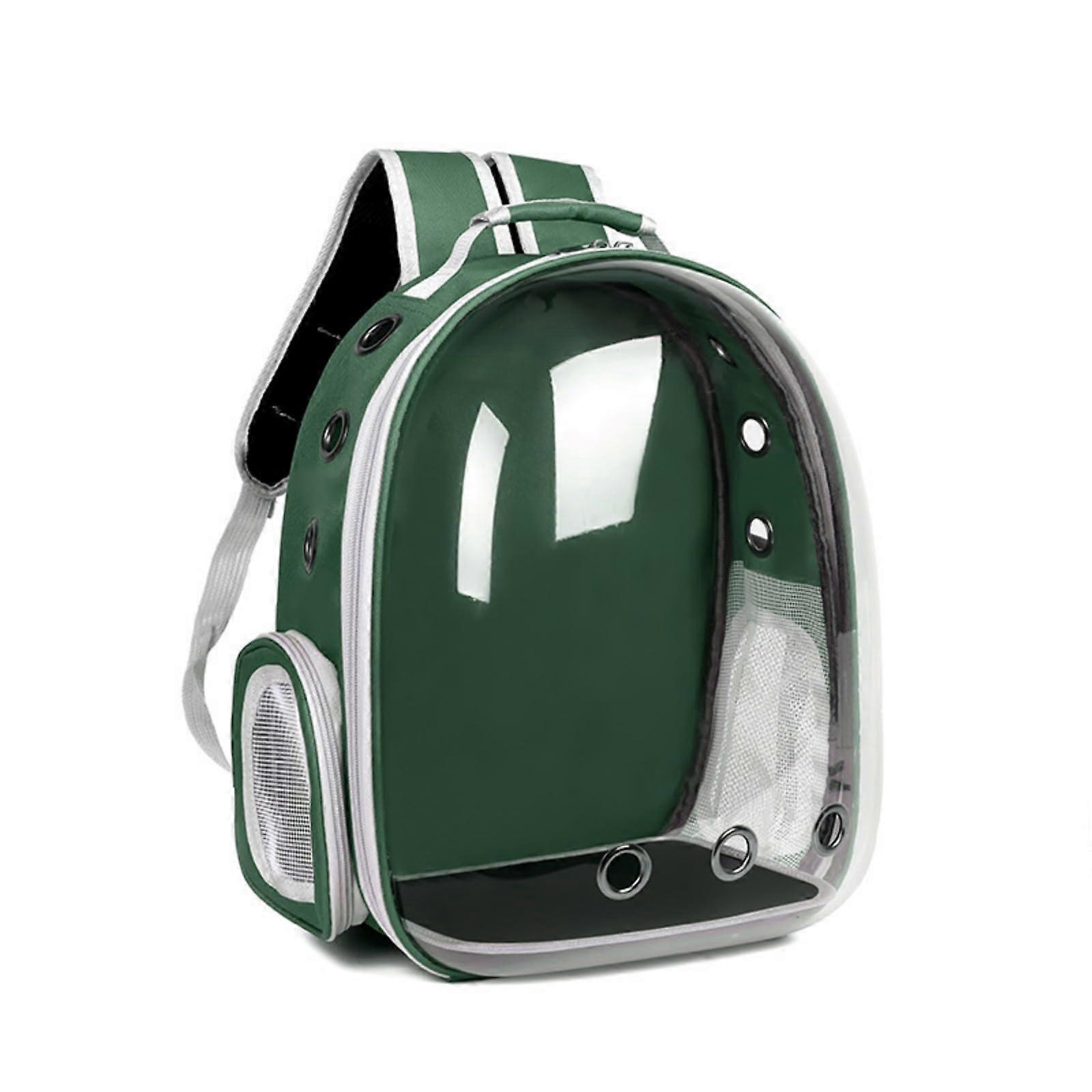Capsule Transparent cat Bag Breathable Outdoor Shoulder pet Bag cat Bag pet Supplies(绿色,全景款)