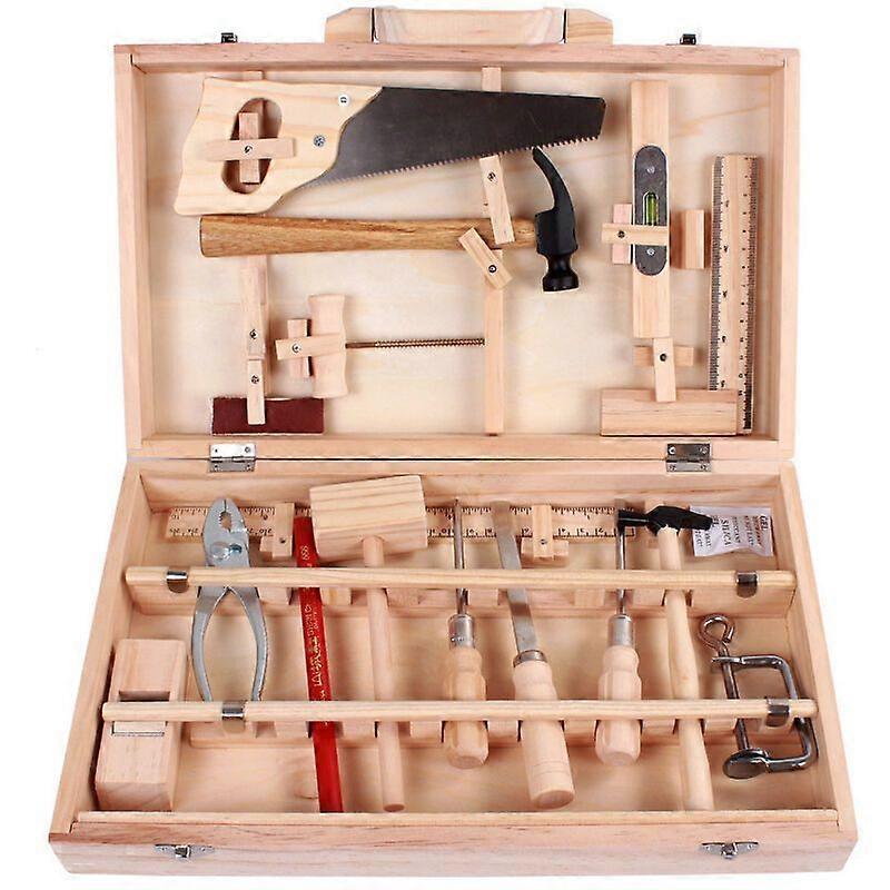 Children's Tool Set Carpenter Maintenance Toolbox Real Tools Disassembly and Assembly Multifunctional Woodworking Box 16 Pieces
