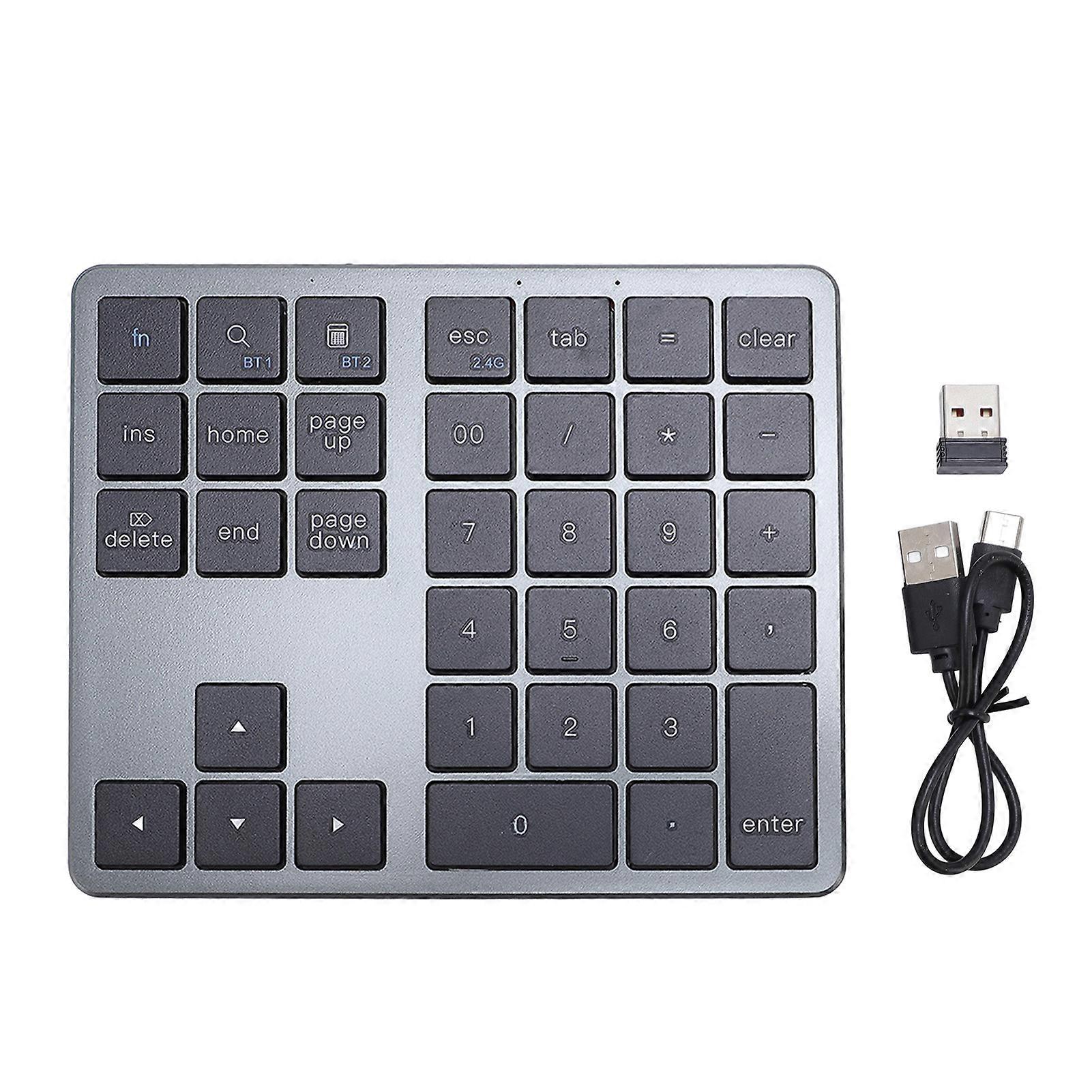 Number Pad Wireless Bluetooth Dual Mode 35 Keys Rechargeable Universal Numeric Keypad for Laptop PC Tablet