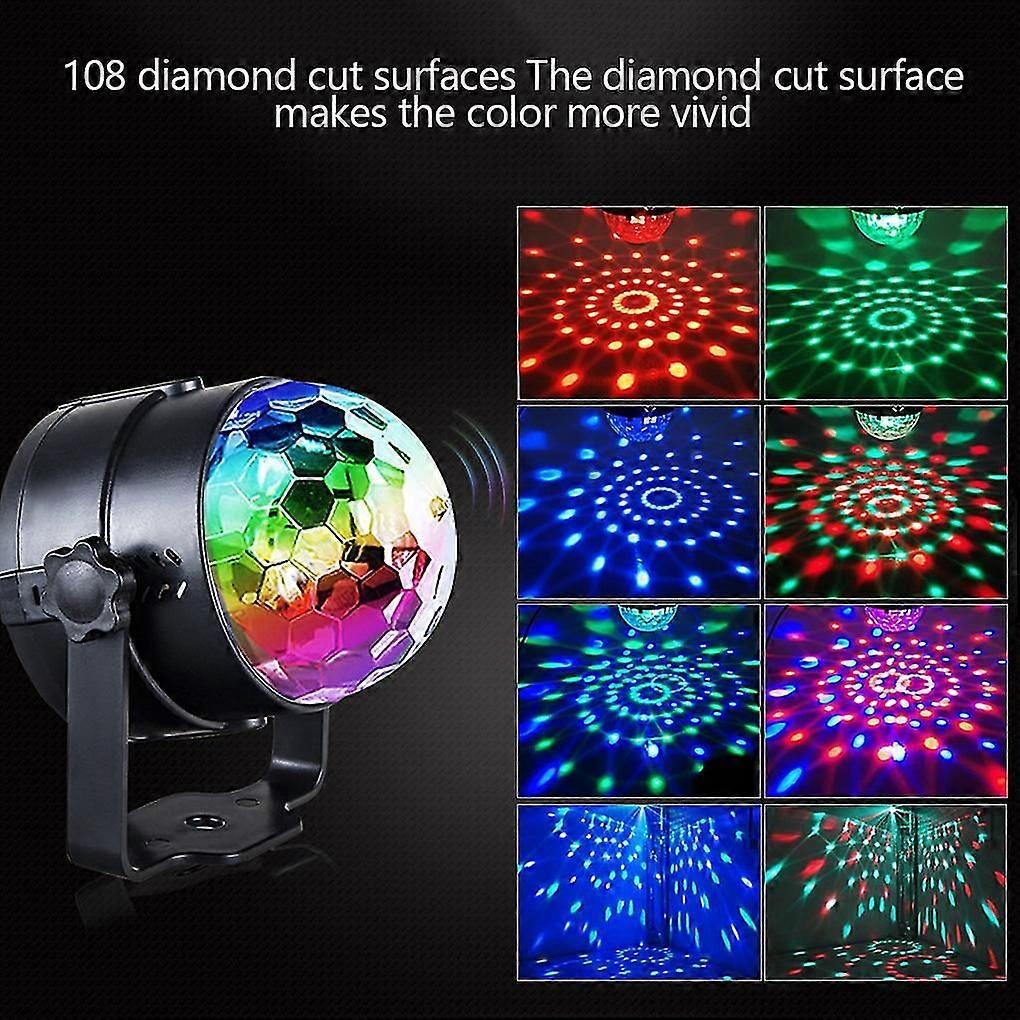 Sound Activated Rotating Disco Ball DJ Party Lights 3W 3 LED RGB Stage  Light For Christmas, image size:1020x1020