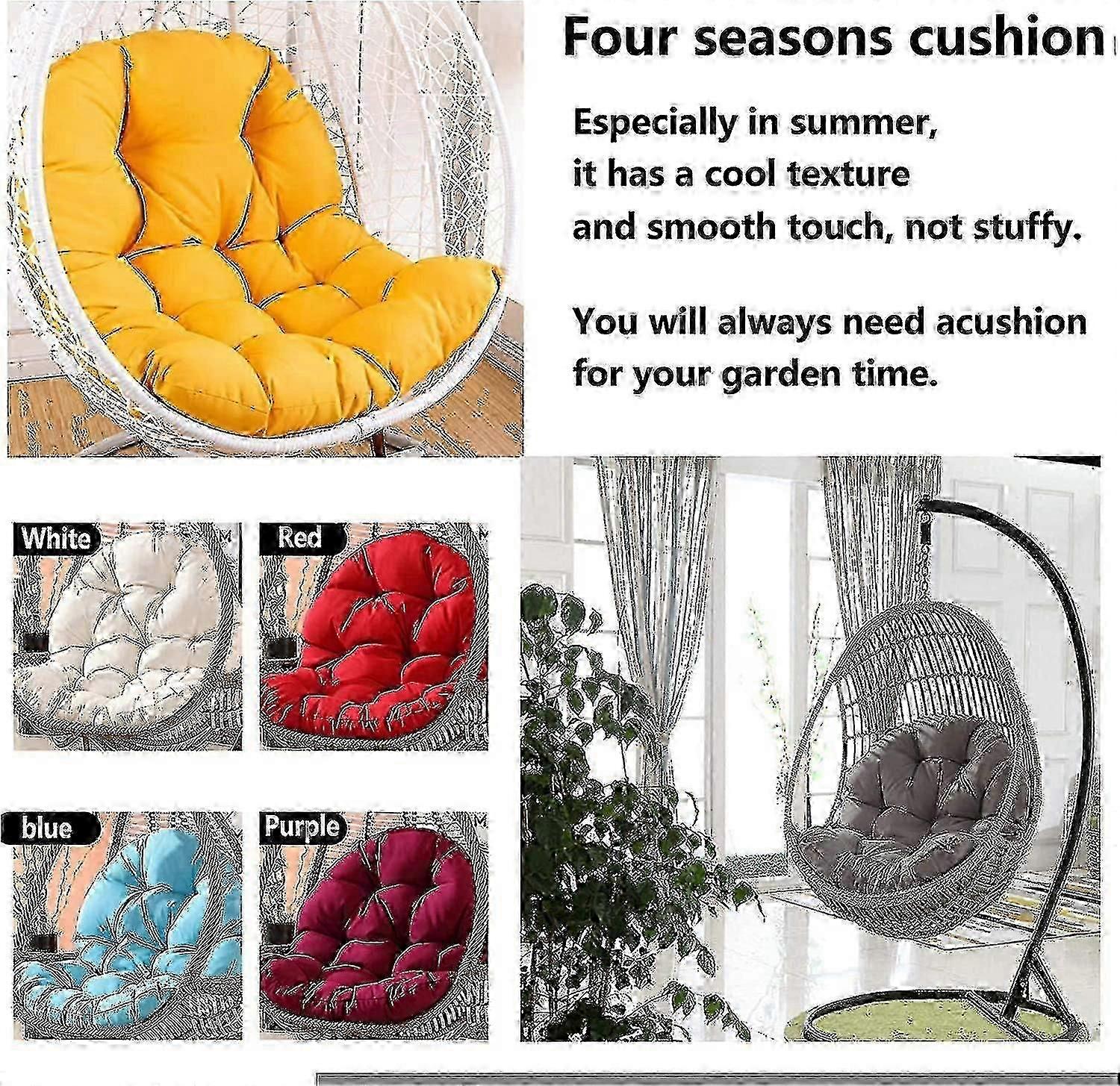 エッグチェアクッション、エッグチェアクッションのみ屋外防水ハンギングスイングチェアシートクッション交換は、大きな庭ハンモックチェアクッションS