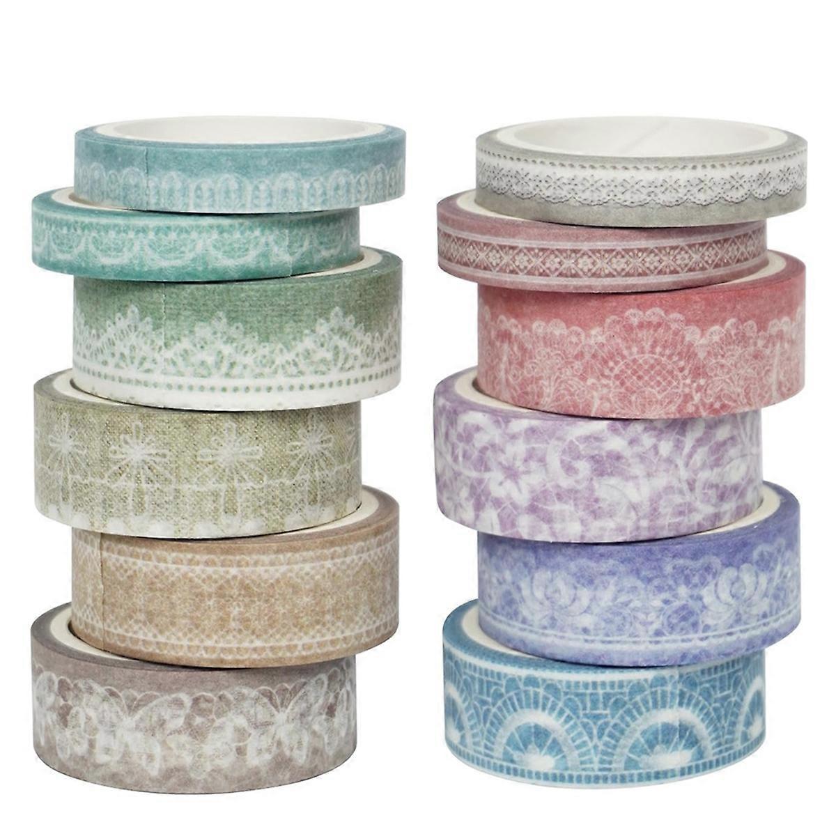Lace Patterns Washi Tape Set 12 Rolls, Decorative Paper Sticker