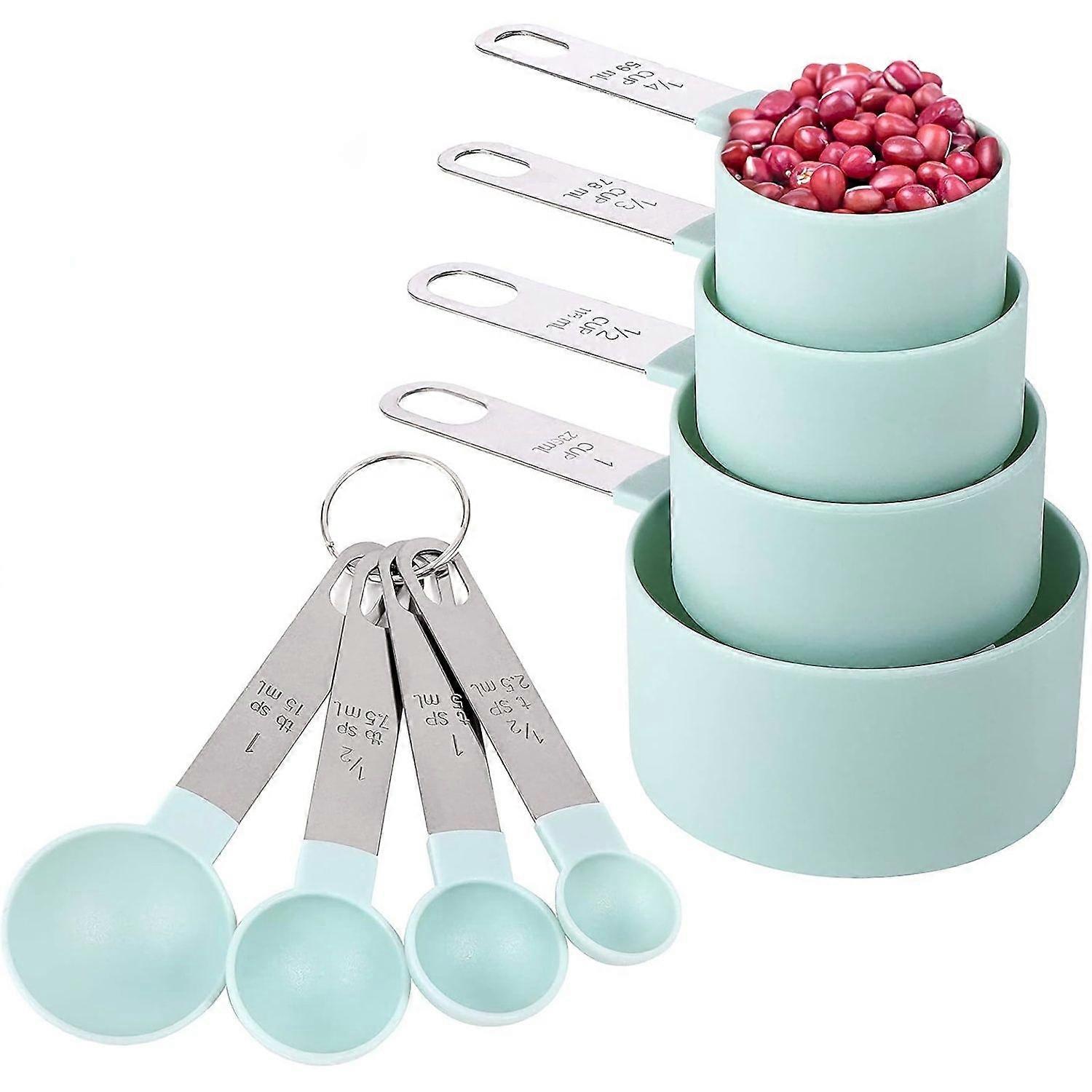 8 Pcs Stainless Steel Measuring Cups And Measuring Spoons Nested