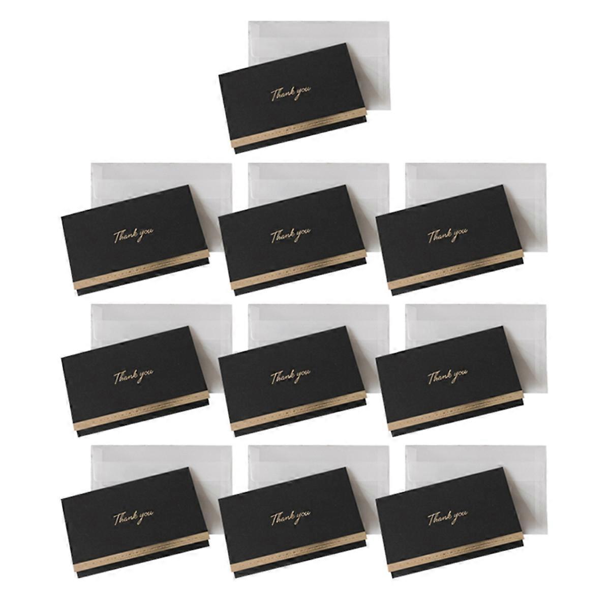 10PC Wedding Greeting Card with Envelopes,Thank You Notes Black