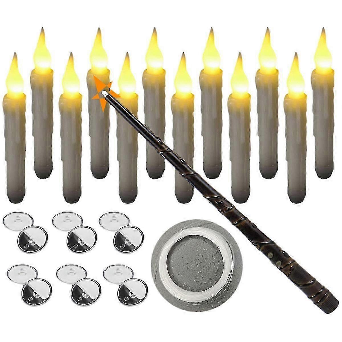 12PCS Floating Candle with Wand Remote Magical Floating Candle Flameless Hanging Candles for Christ