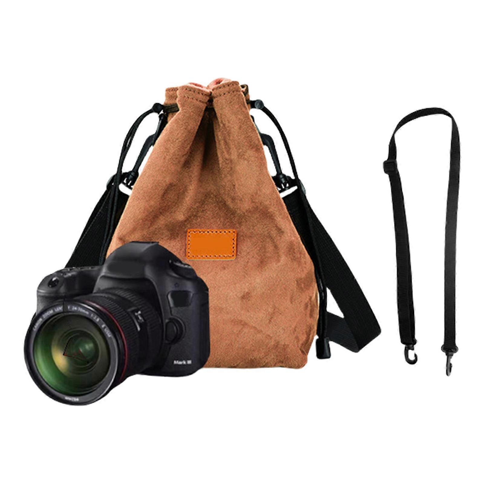 DSLR Kamera Çantası Ayarlanabilir Kayışlı Yumuşak Lens Kılıfı Seyahat Kamerası Depolama Çantası Seyahat Eden Fotoğrafçı Sarı M