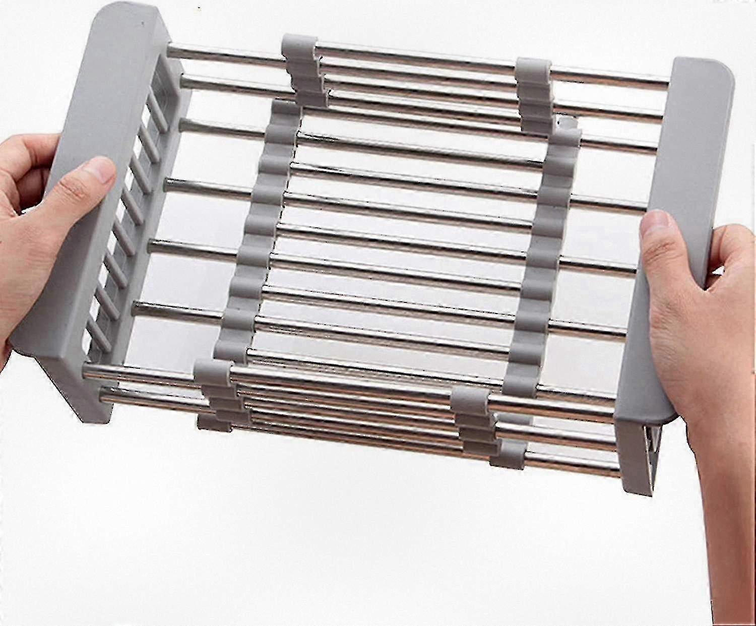 Extendable Dish Drying Rack, Stainless Steel Dish Drainer Suitable for Over Sink Usage and Efficient Dish Organization