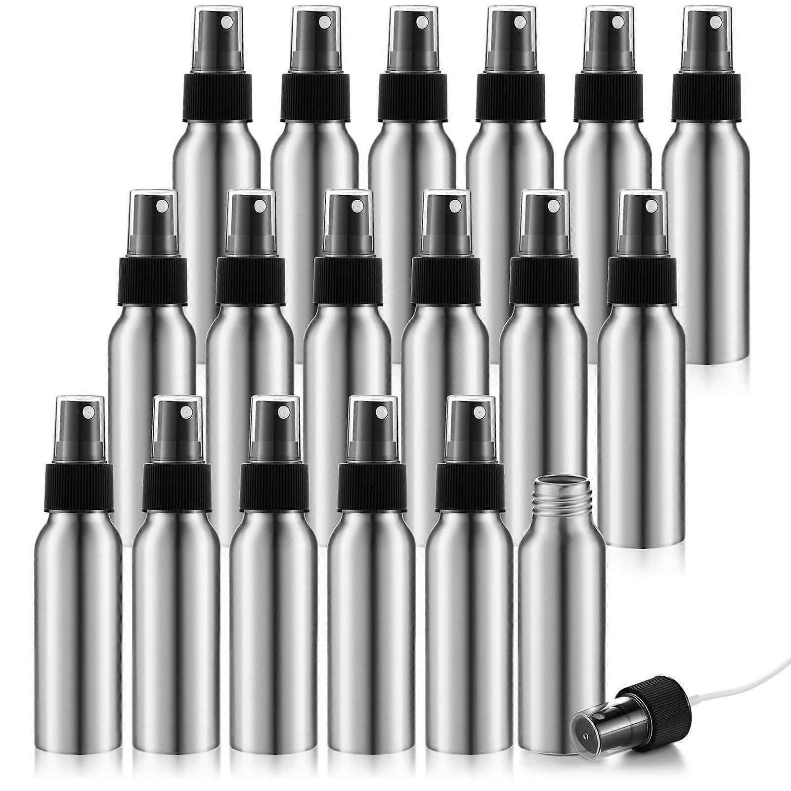 2oz Aluminum Fine Mist Spray Bottles Reusable Metal Atomizer Bottles Black Pump Empty Travel Bottles 18 Pack