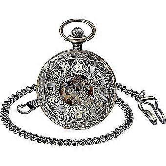 Men's Roman Numerals Scale Pocket Watch With Necklace Chain Analog Manual Windin Heilwiy Gift
