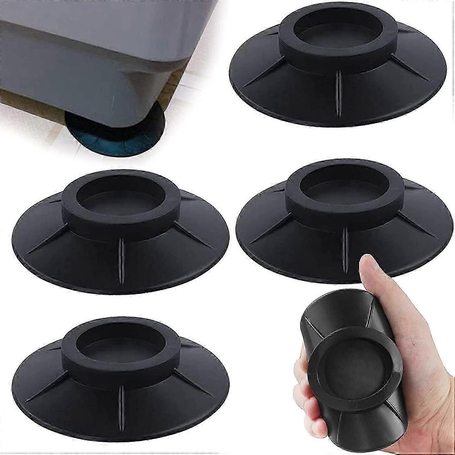 Black Anti-Vibration Pads for Washing Machine with 4 Pieces and Rubber Mat for Tumble Dryer