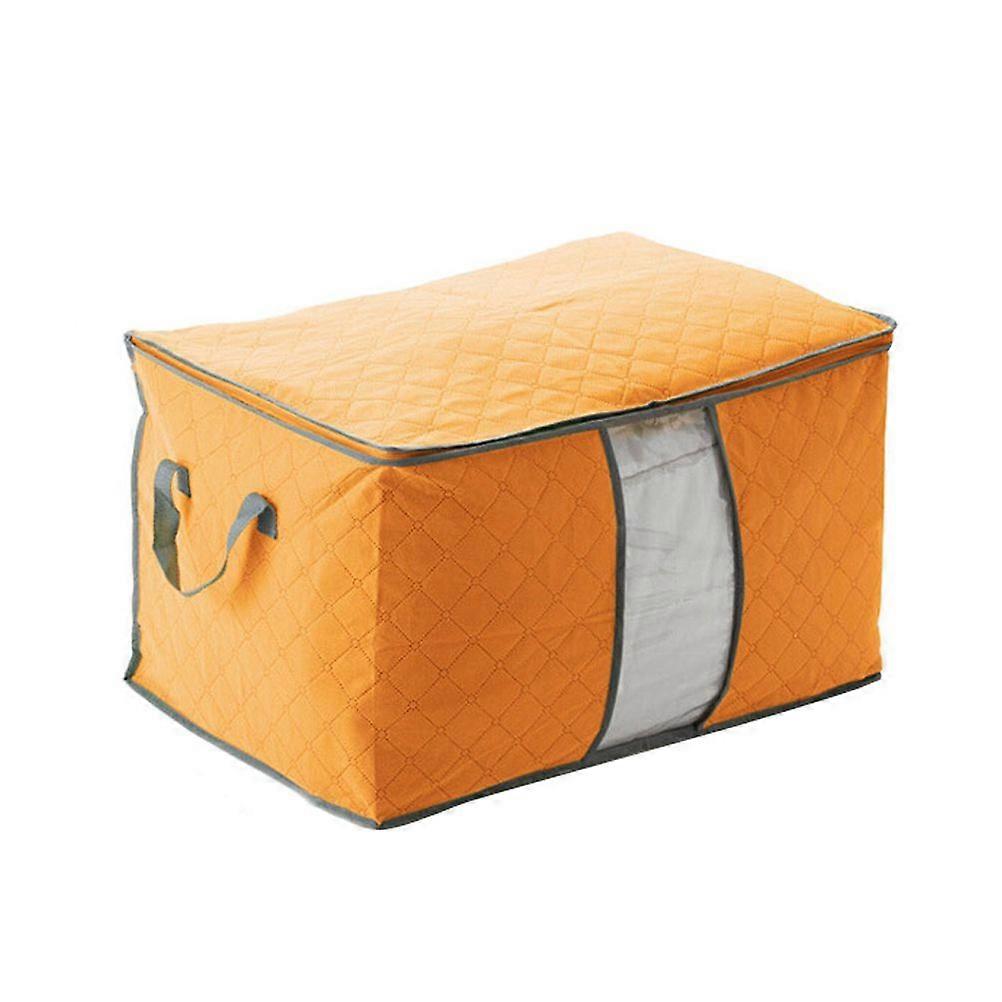 Large Pillow Box Foldable Clothes Blanket Underbed Storage Bag Container Organizer Compact Space Saver (Orange)