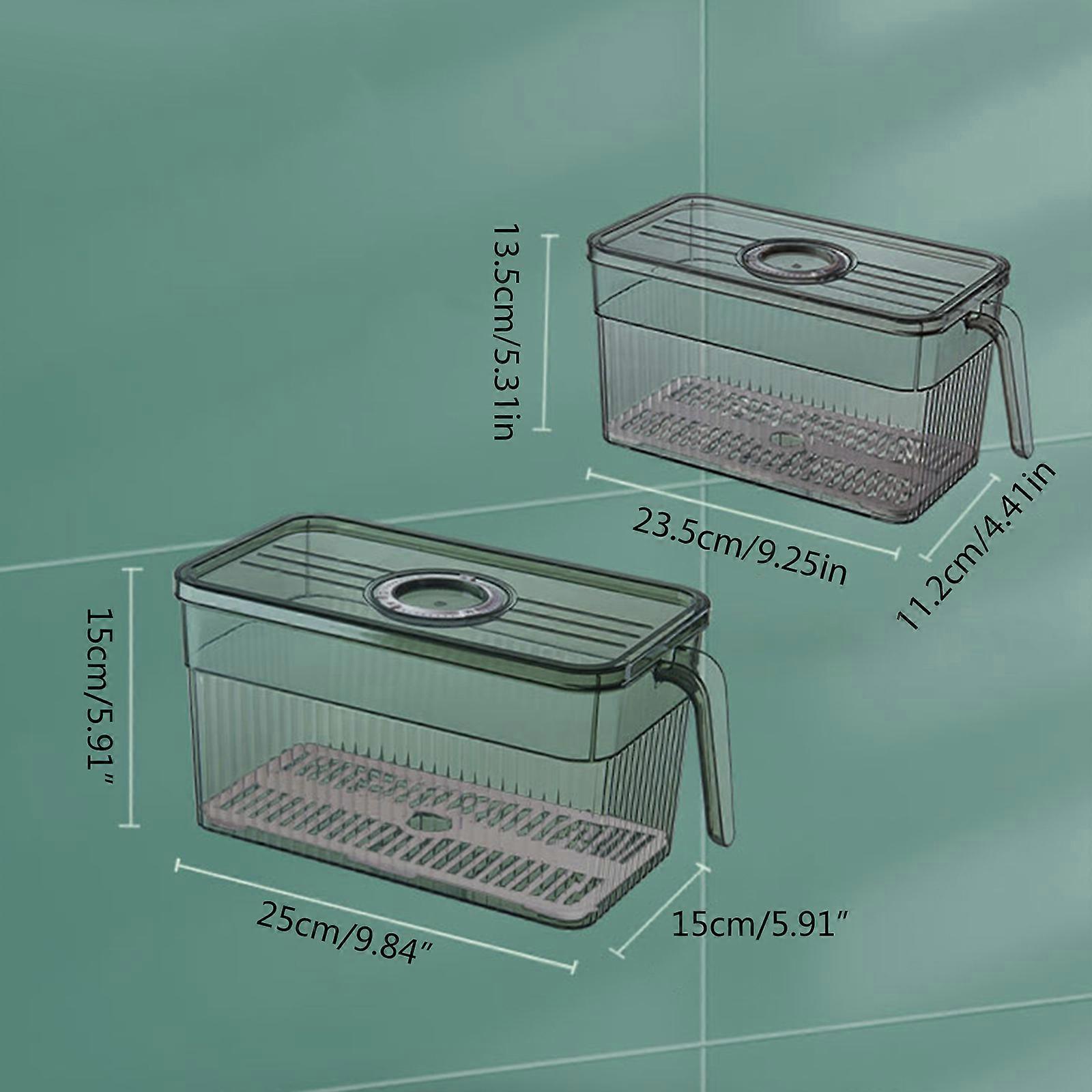 Refrigerator Storage Box with Handle Lids Kitchen Fridge Plastic Food Container S Ink
