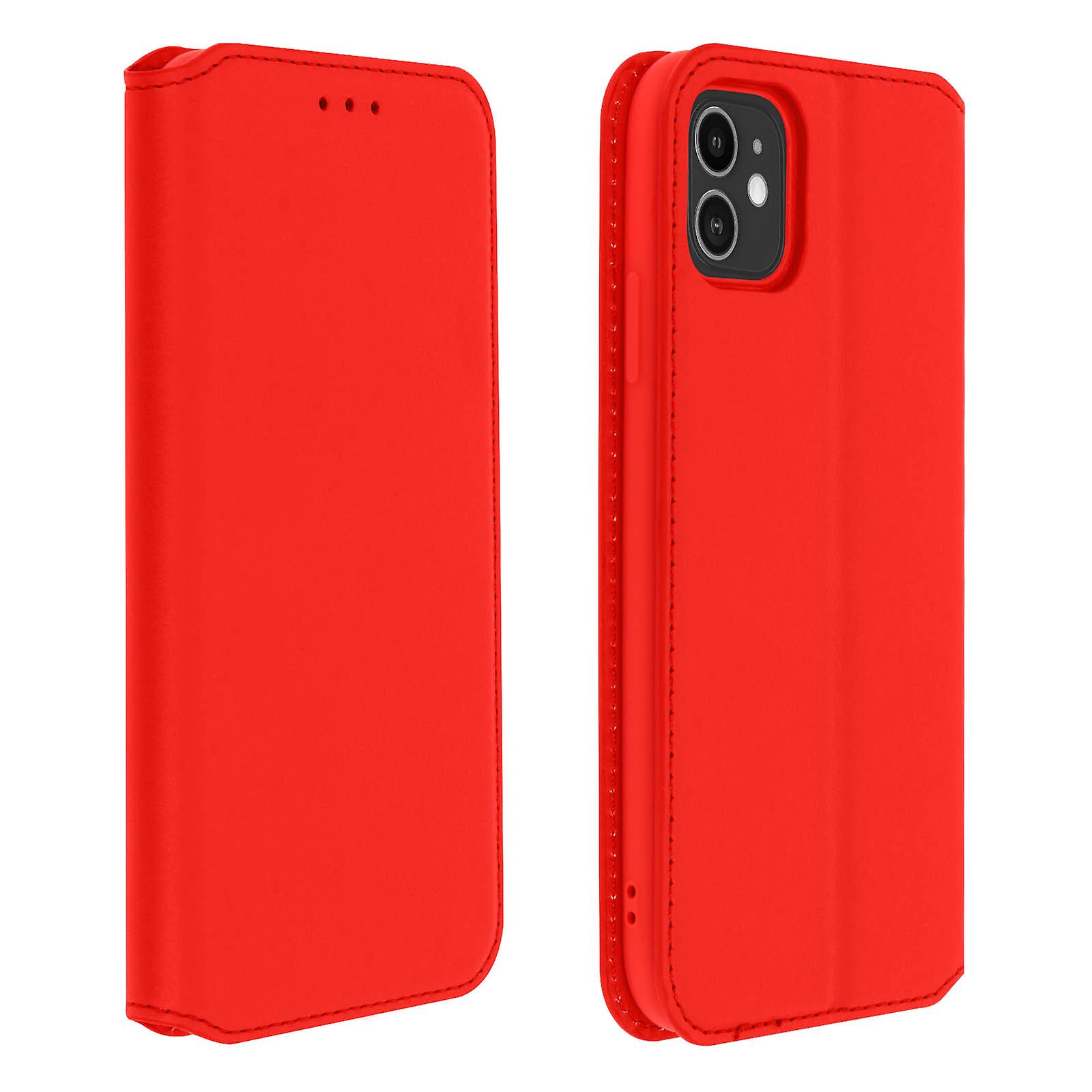 Housse iPhone 11 Étui Folio Portefeuille Fonction Support rouge