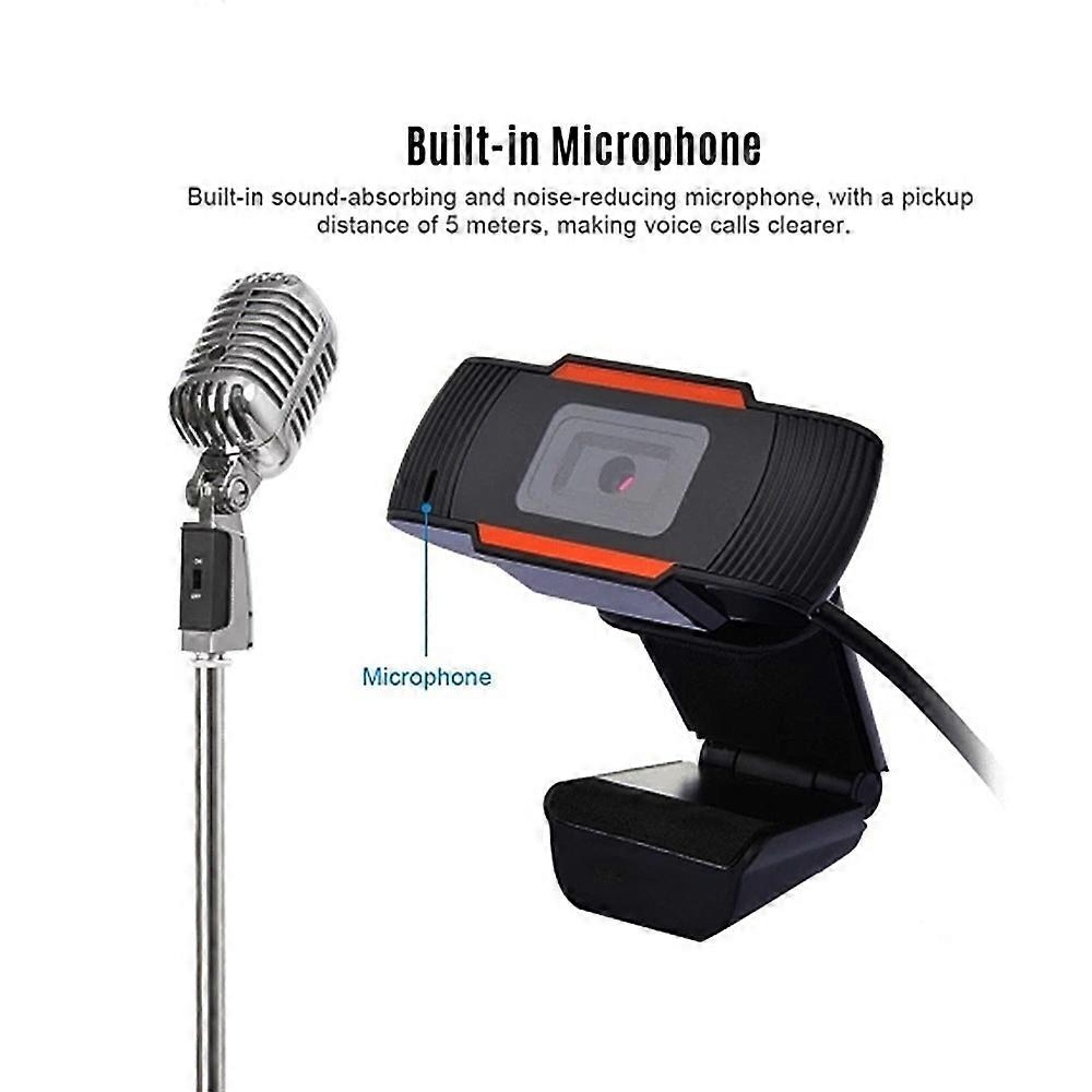 1080P 2MP Wide-Angle Webcam with Mic USB Plug & Play 7.8x7.5x3.3cm