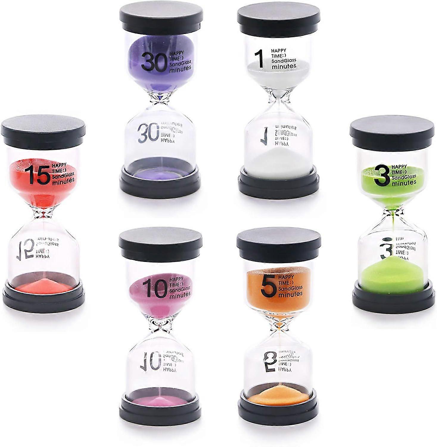6 Pack 6 Colors Sand Timer Hourglass Sandglass Timer Assortment Kit, 1 min/3 mins/5 mins/10 mins/15 mins/30 mins Sand Clock Timer