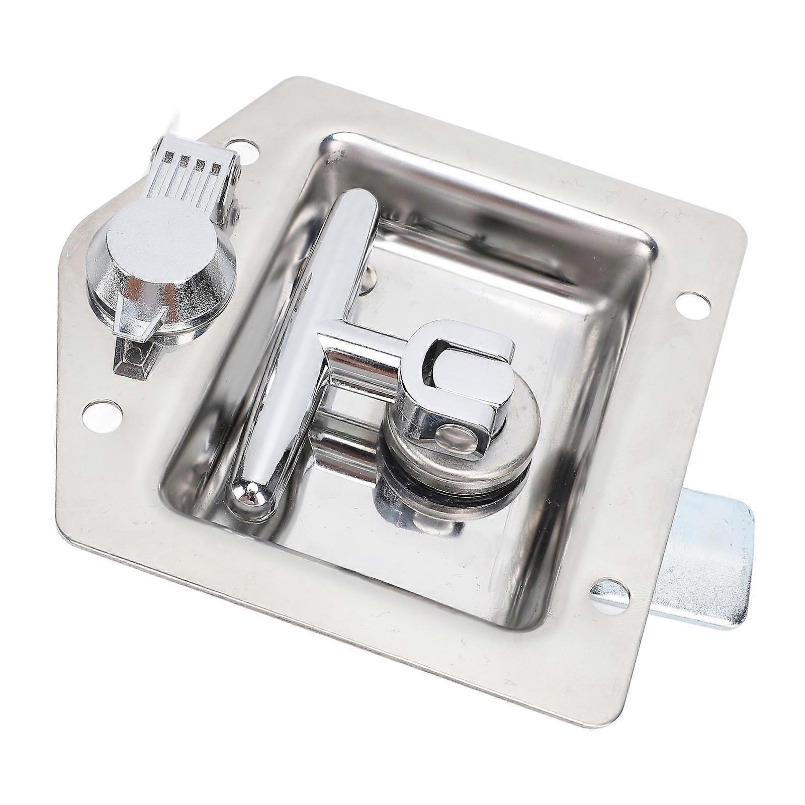 T Handle Tool Box Latch 4.9x4.9in Highly Polished Stainless Steel RV Toolbox Handle Lock with Keys Gasket for Caravan Truck Toolbox 