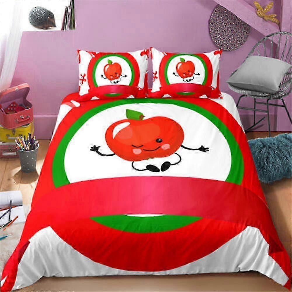Funny Fruits Present Täcke Påslakan Set för Queen Size Hemtextilier 3-delat sängkläder set (1 påslakan + 2 kudde shams) Lakan Suitabl