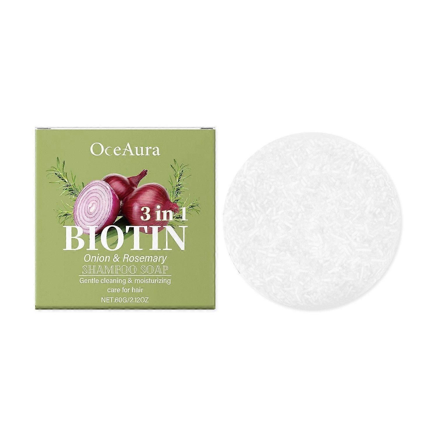 3 w 1 Onion & Rosemary Biotyna Szampon w Kostce do Przerzedzania Włosów - Hair Thickening Volume Solid Shampoo Bar dla mężczyzn i kobiet, Odżywczy i nawilżający