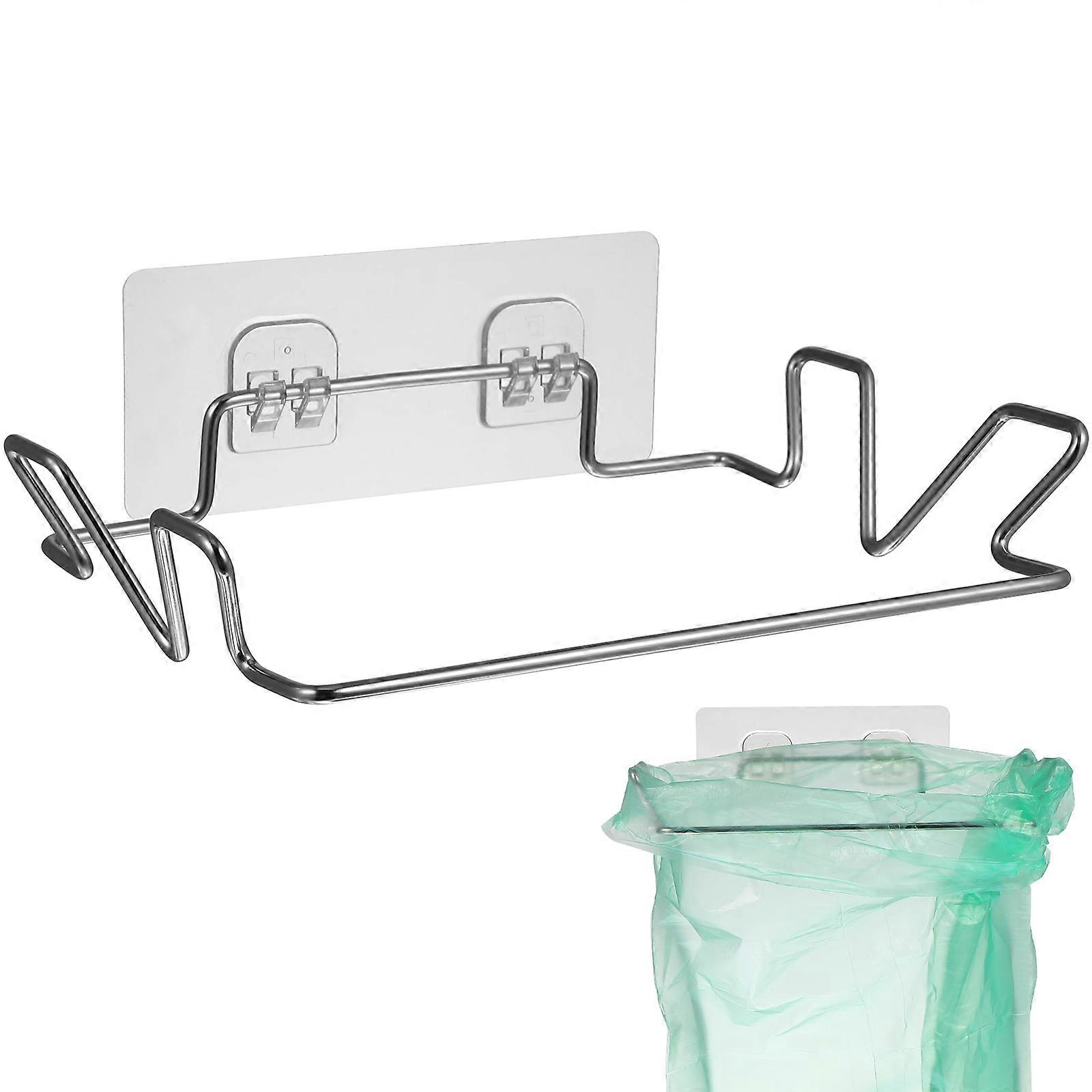2 Sets Stainless Steel Garbage Bag Racks Simple Design With Towel Hangers