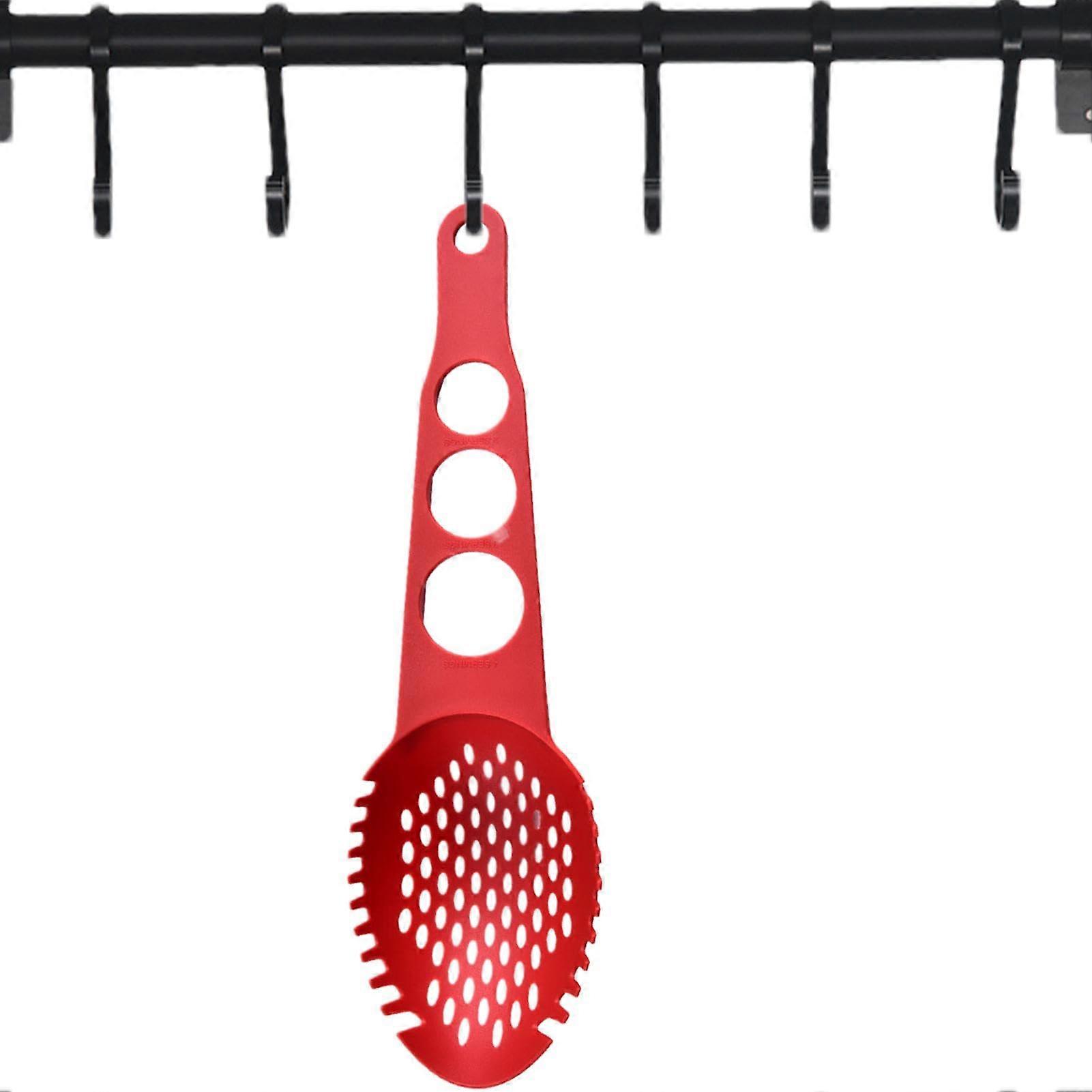 Pasta Scoop - Red 2 in 1 Spaghetti Spoon Server and Strainer, Comfortable Multifunctional Cooking Tool for Kitchen