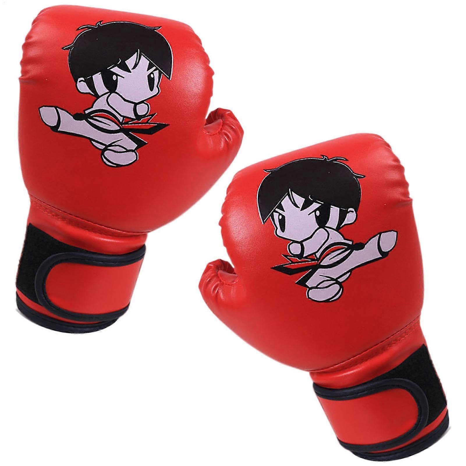 Boxhandschuhe Für Junge Leute - PU-Leder Kinderstempelhandschuhe 8oz - Patroas Heimtrainingsgerät, Rote Trainingsausrüstung
