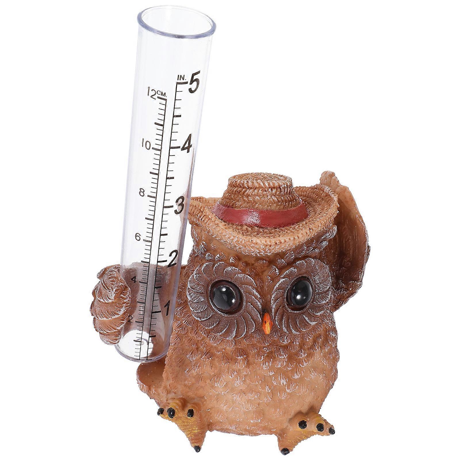 Outdoor Rain Measure Gauge Owl Statue Teaching Tool For Students Multi 1Pack