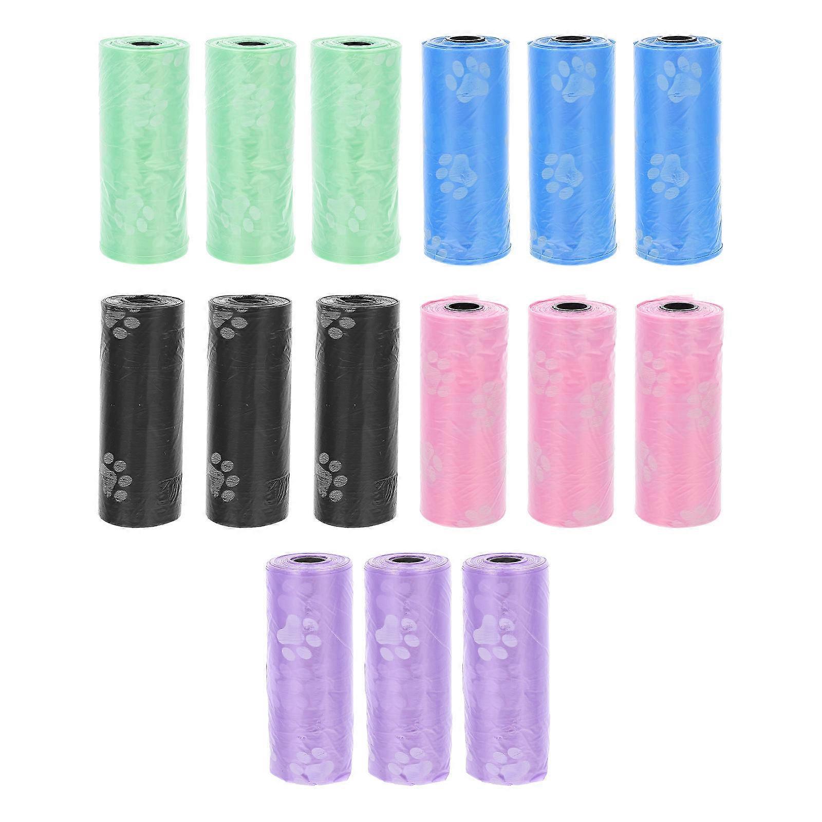 Dog Waste Pouches Pet Garbage Bags Outdoor Walks Green Breakpoint Design for 15 Rolls