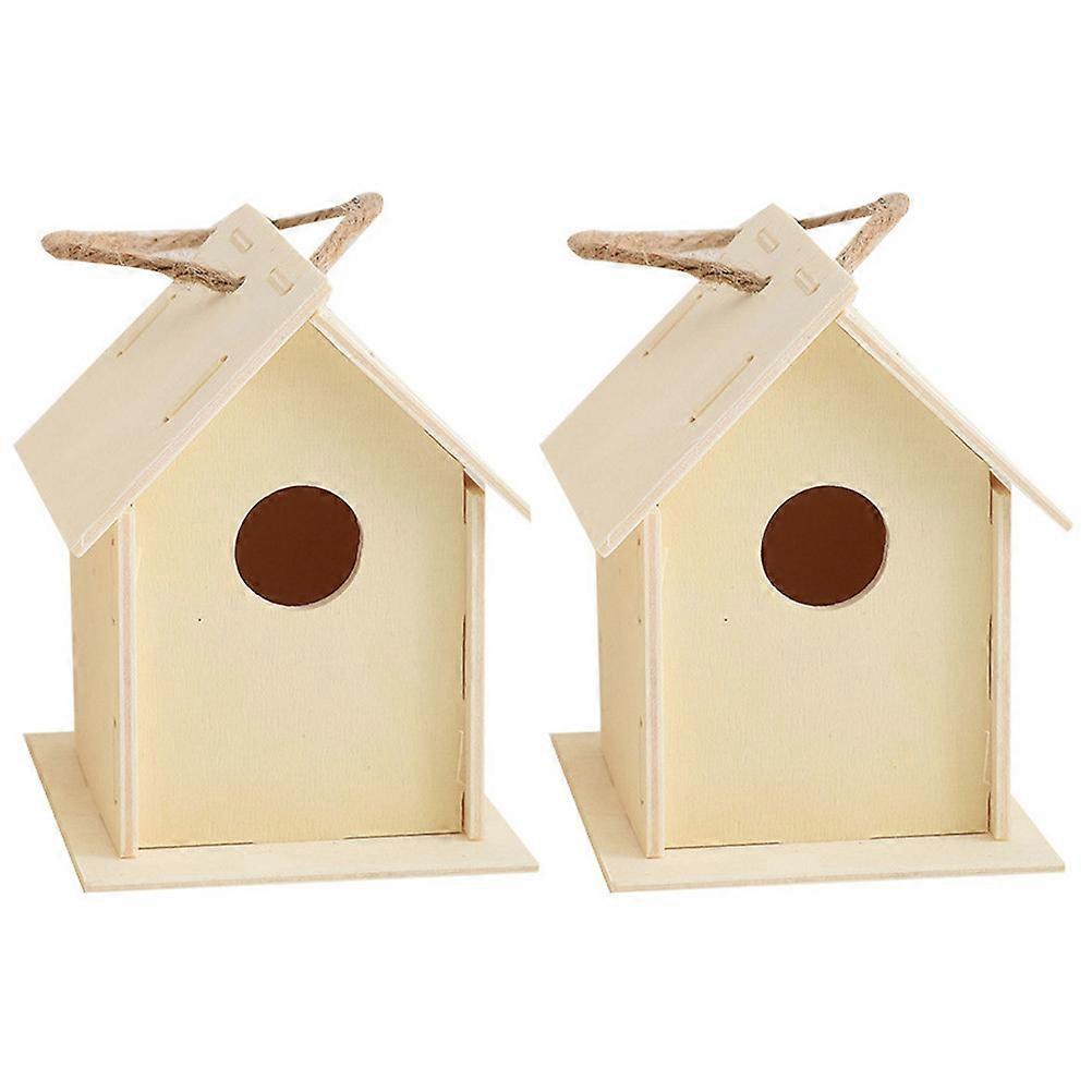 Diy Bird House Wooden Nest Shape For Home Decoration And Craft Enthusiasts Synthetic Material 9.4X8.9X12CM 2Pcs