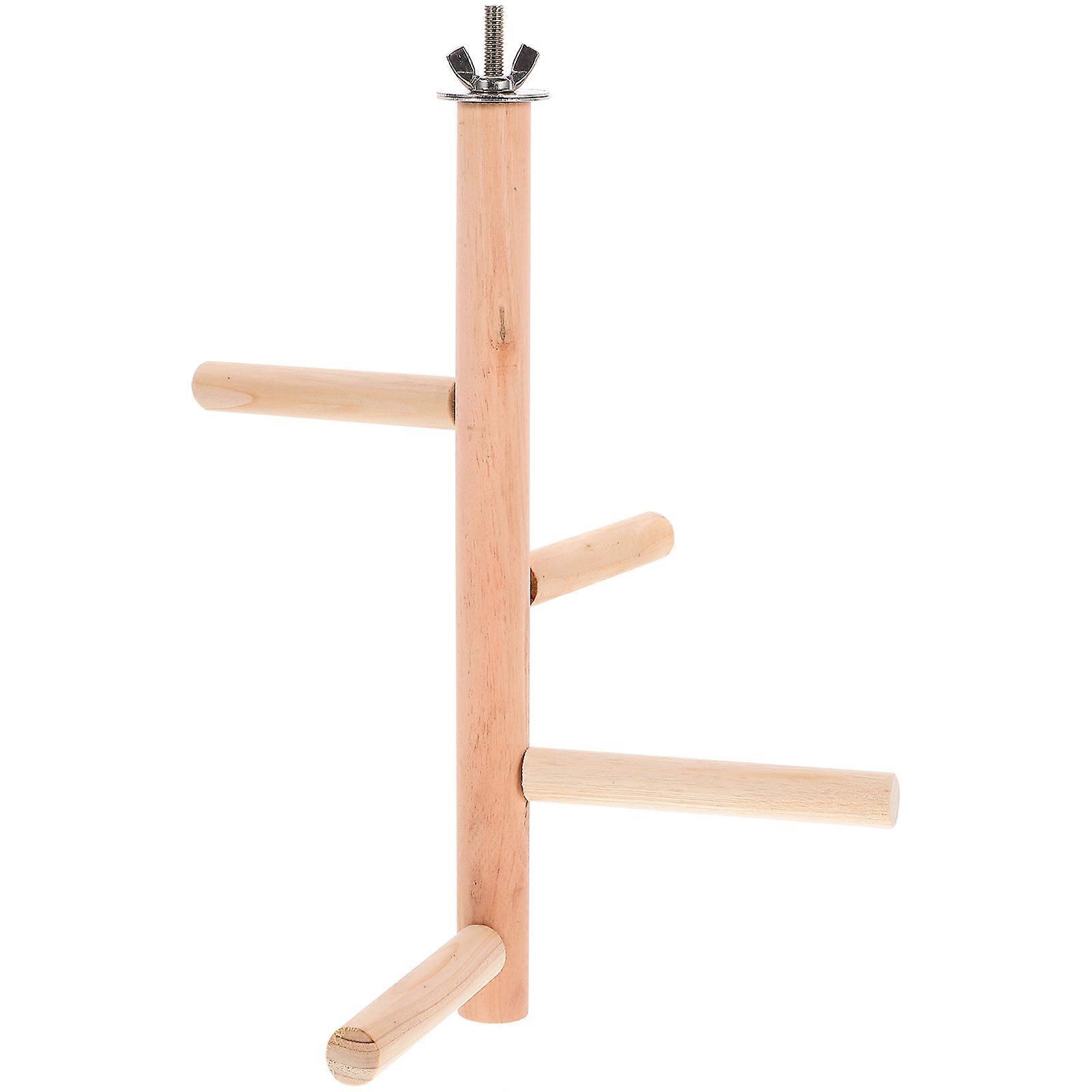 Bird Platform Perch Parrot Climbing Stand T-Shaped Wood 9.8×4.7×4.7in Exercise 1Set