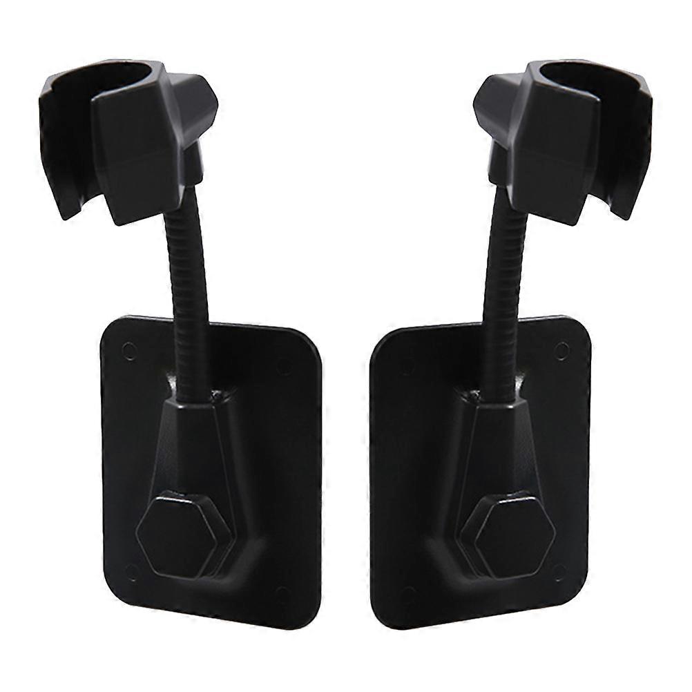 Universal Shower Holder Strong Adhesive Rectangular Shape Shower Head Bracket for Home Bathroom 2Pcs Black