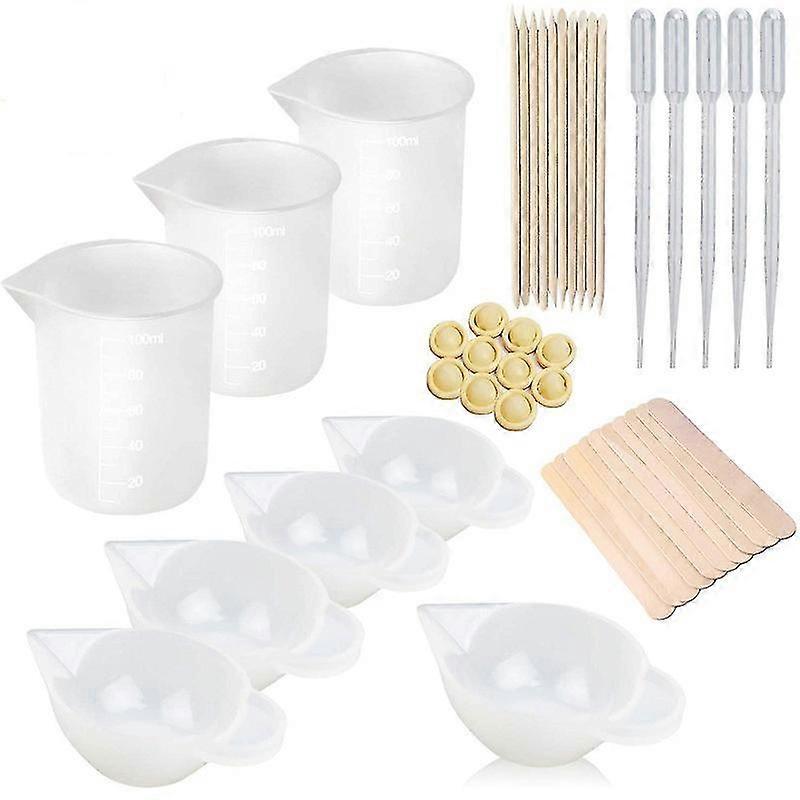 Ensemble d’outils de distribution en cristal époxy avec tampon en silicone, tasse à mesurer et bâtonnet d’agitation - 43 ensembles