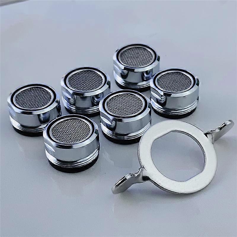 M24 Faucet Aerator, 6 Pieces Water Saving Faucet Aerator with Stainless Steel and ABS Filter, Include 6 Gaskets and 1 Chrome Aerator Wrench for Bathro