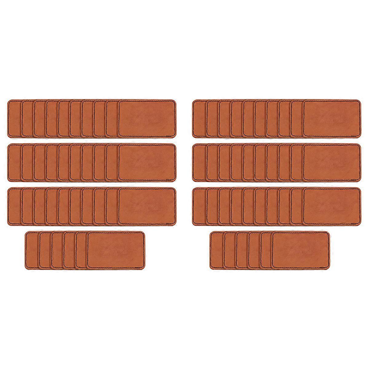 40Pcs Rectangle Blank Leather Patches 2X3Inch Brown