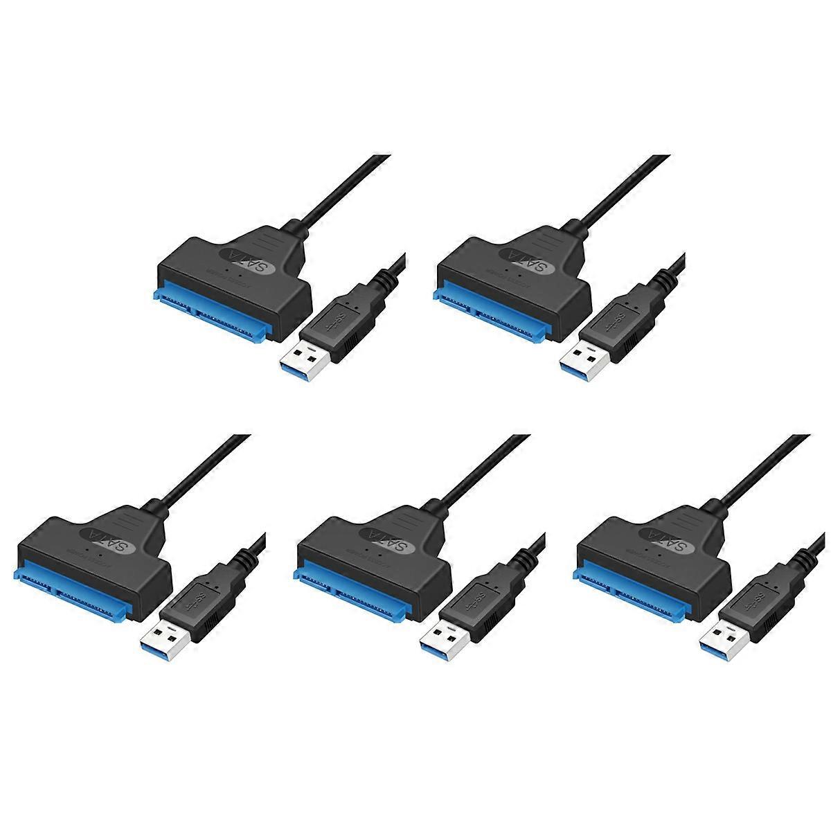 5X USB Sata 电缆 Sata 3 转 USB 3.0 适配器USB Sata 适配器电缆支持 2.5 英寸 SSD 硬盘硬 D