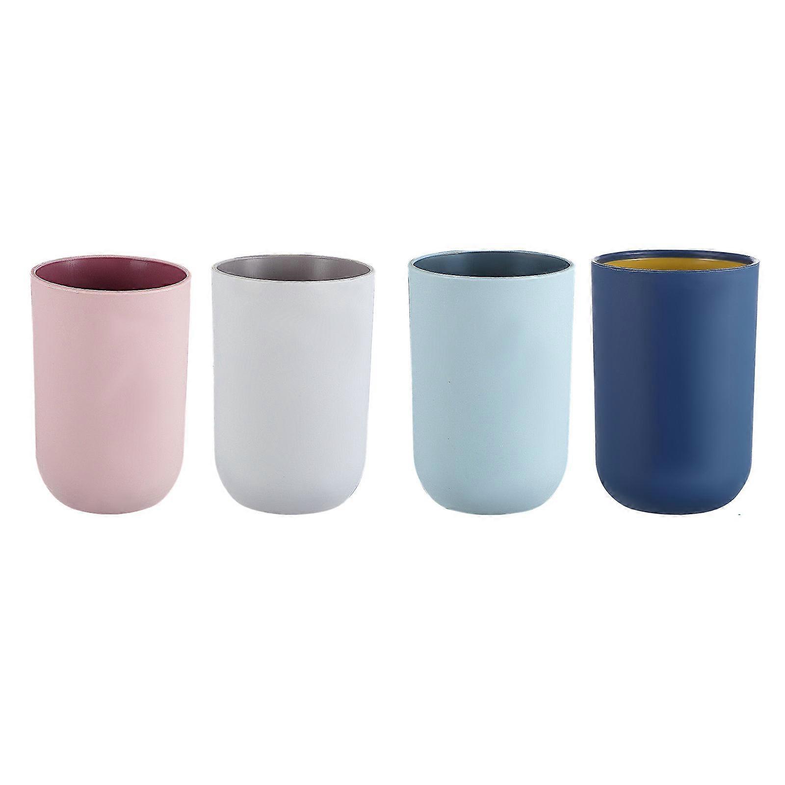 4pcs Travel Toothbrush Cups, Simple Style, Non Slip Bottom, Stackable Design, Multi Purpose Bathroom Mugs for Daily Use