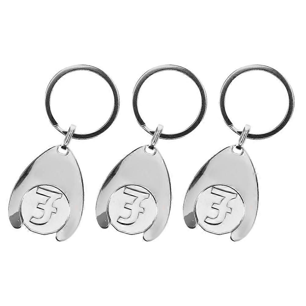 Shopping Trolley Token Pendant Key Ring Metal Pendant Compact Elegant Everyday Use 3Pcs