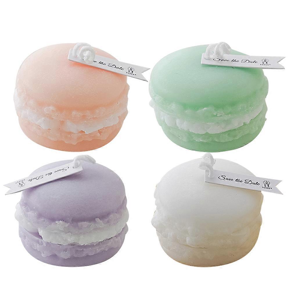 Novelty Candles Macaron Shaped Candle Home Decor Assorted Color Paraffin Aroma Relaxation 4Pcs