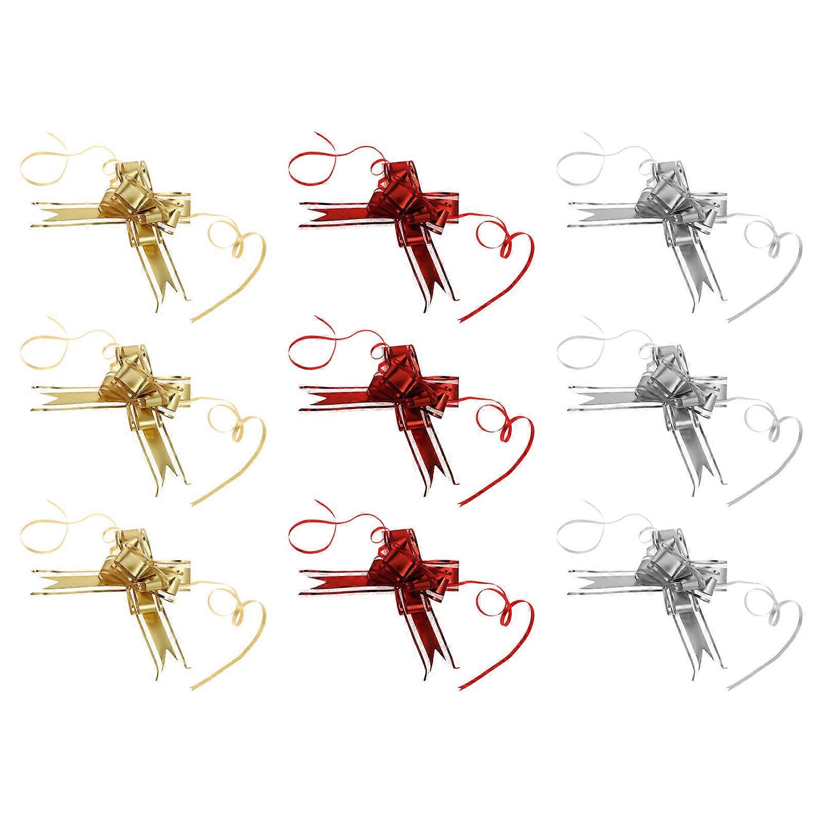 Ribbon Pull Bows DIY Flower Decoration Golden Bow Shape 30Pcs