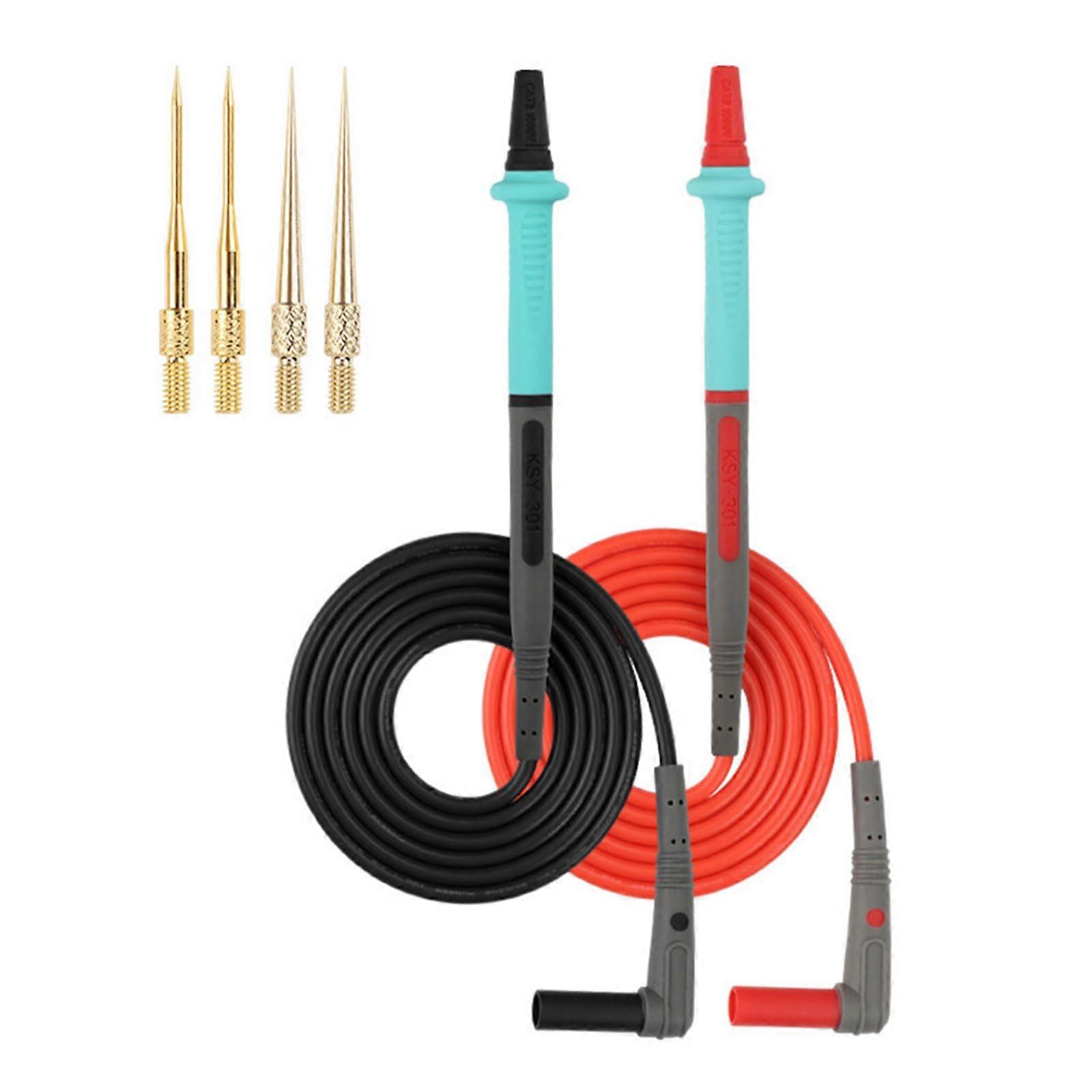 Soft Silicone Flame Retardant Multimeter Probes, 4 Replaceable Steel Needle Tips, Electronics