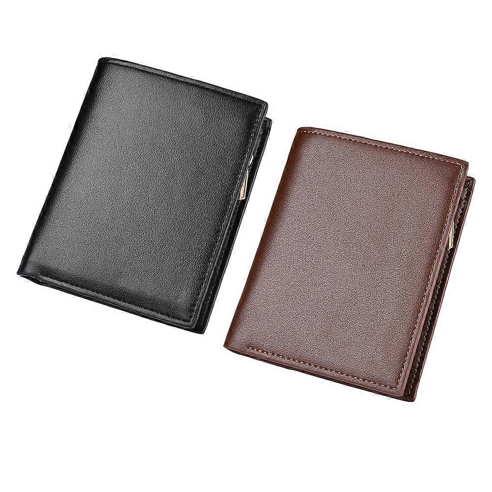 Men Zipper Wallet Pu Leather Billfold Purse Office Use Wear Resistance Photo Storage 1Pack