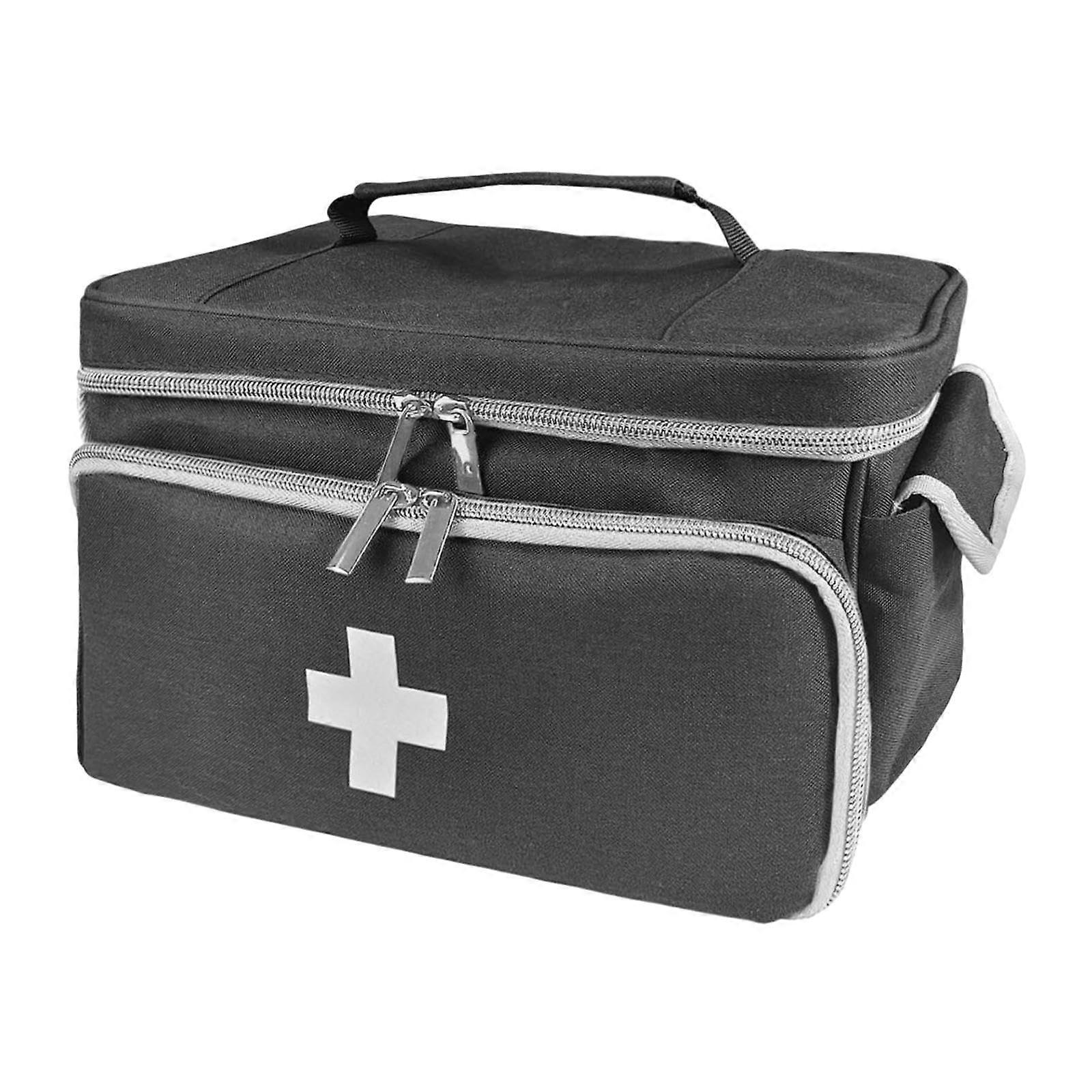 Storage Bag, Empty First Aid Bag, Black Emergency Organizer for Home, Compact Size, Durable Material