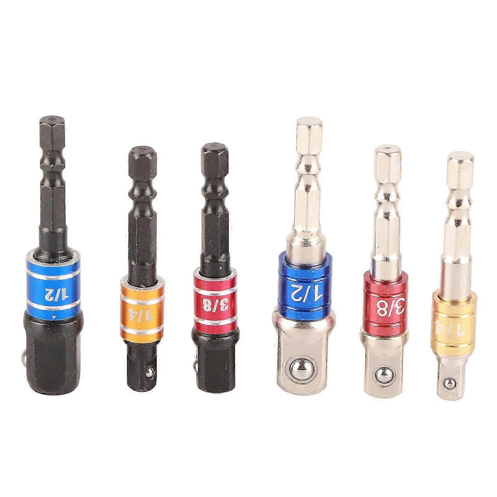 6Pcs Hex Shank Bit Socket Wrench Adapter Extension Set for Air Screwdriver Power Tool Accessories