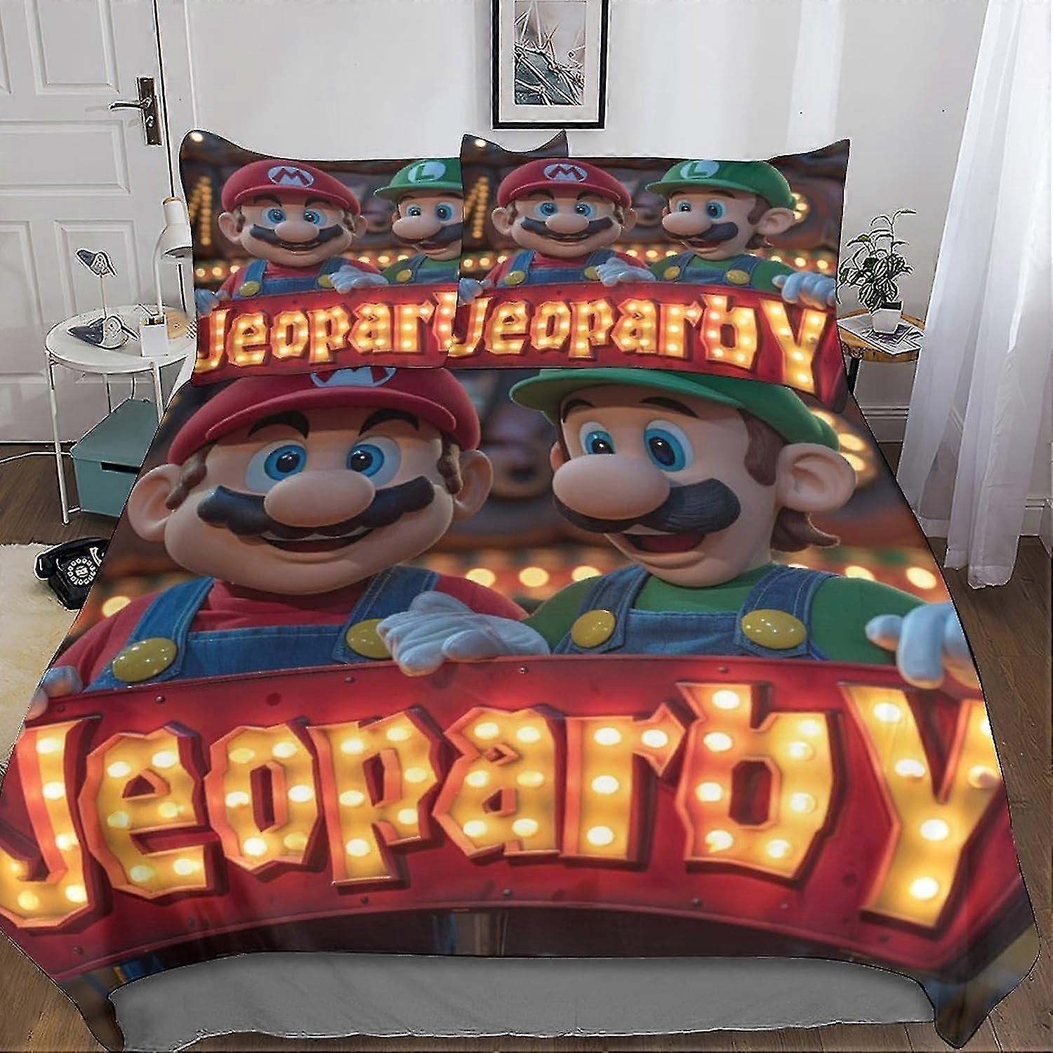 Conjunto de capa de edredom premium com fecho de zíper oculto - Roupa de cama de microfibra de desenho animado com impressão 3D requintada, conjunto completo de 3 peças para jogos Enthusia