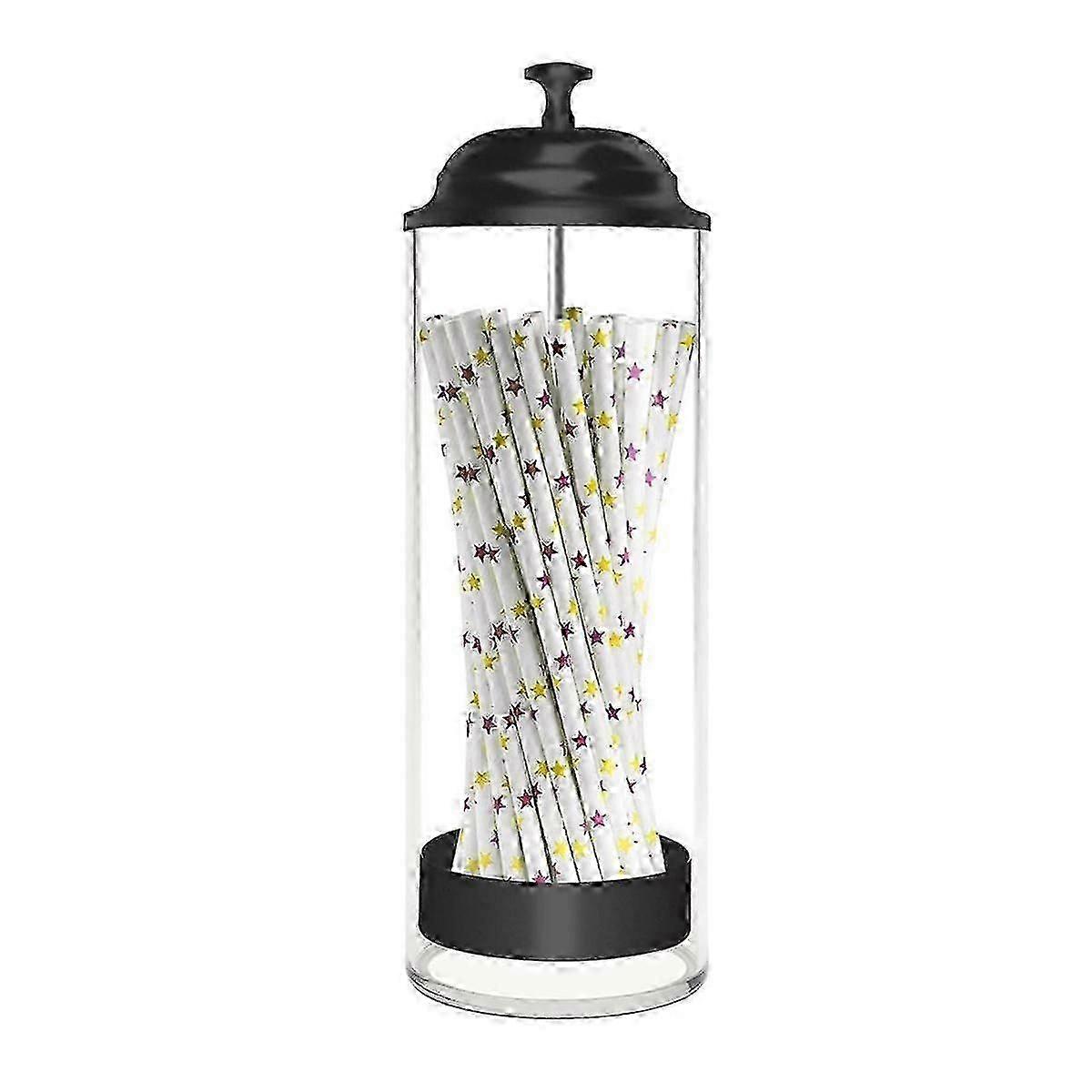 Plastic Straw Dispenser with Lid for Standard Size Drinking Straws, Ideal for Countertop Storage and Organization