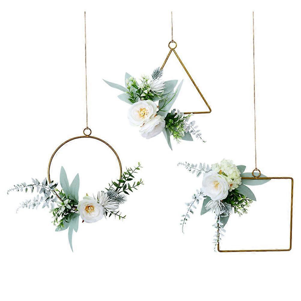 Wedding Wreath Artificial Flower Hanging Ornament Party Decoration Square 30x26cm 1 Set