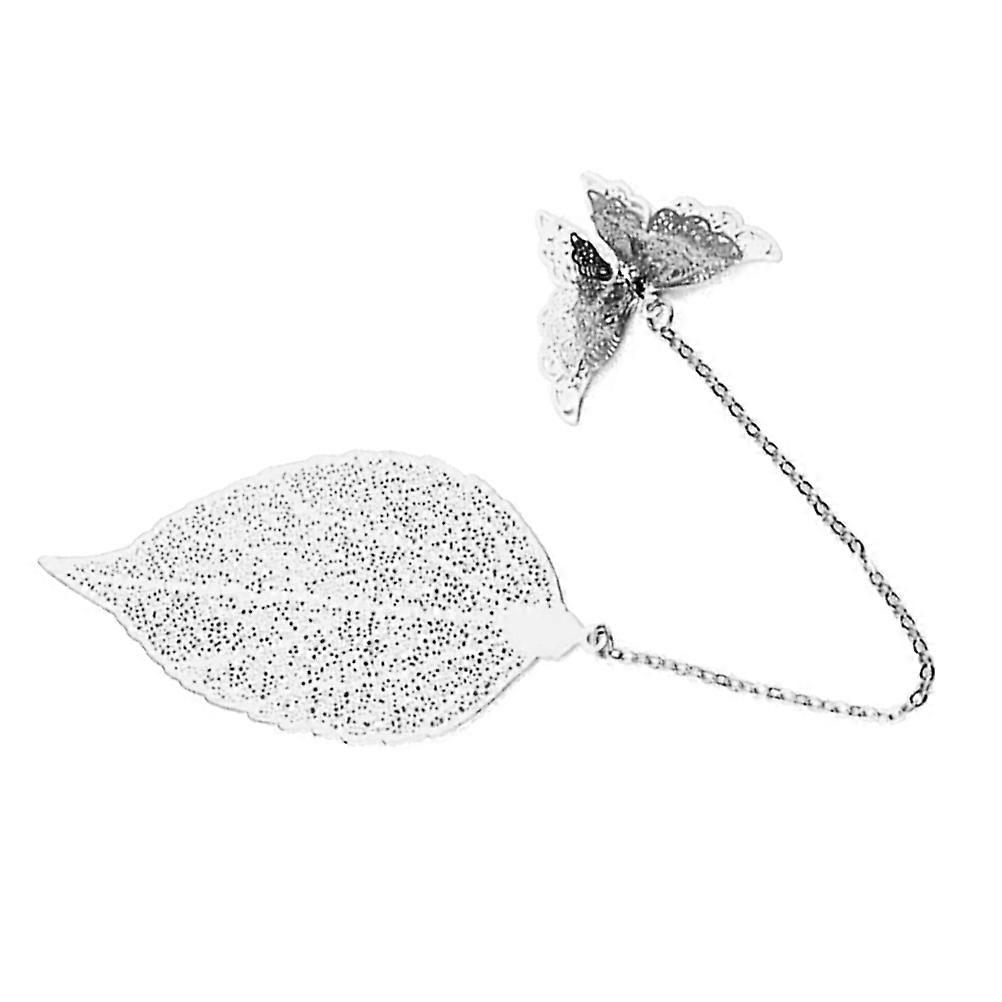 Metal Leaf Bookmark Creative Design for Students Office School Use Silver 1Set