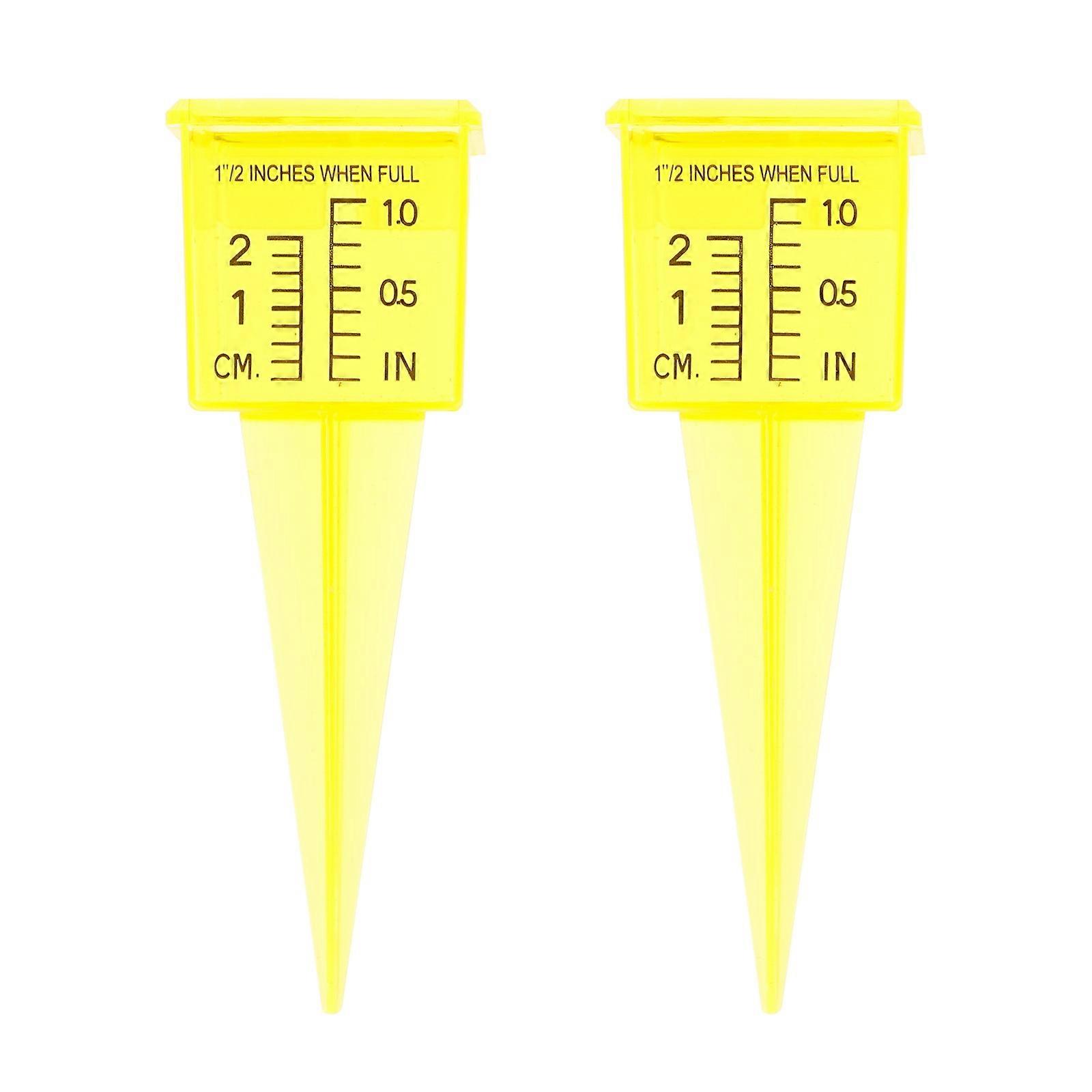 Sprinkler Gauge Rain Gauge Family Daily Life 13.4X4.7X4.3CM Transparent Yellow Rainfall Measurement 2Pcs