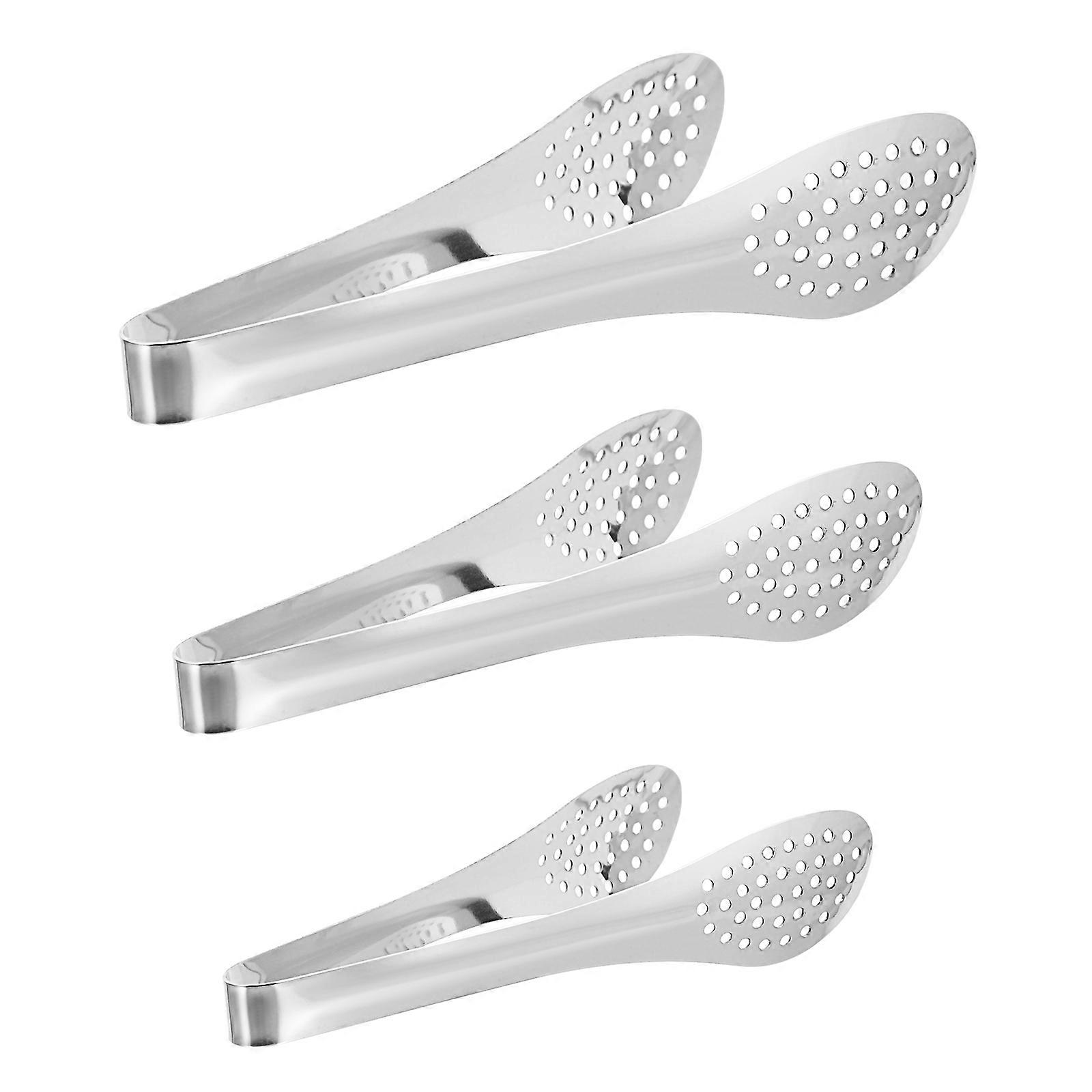 Portable Steak Tong with Ergonomic Handle for Kitchen Use Stainless Steel Silver 3 Pieces
