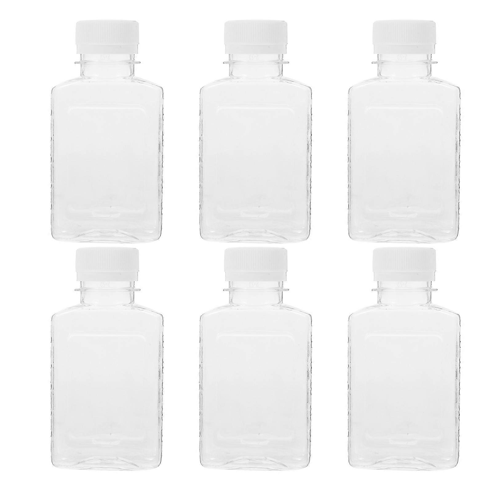 Square Water Bottle Plastic Flask For Juice Home Use 100ml 6Pcs